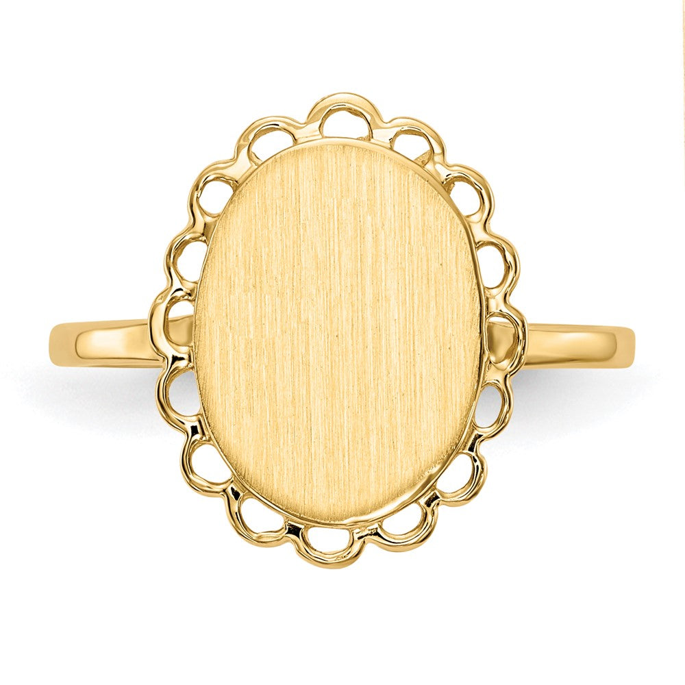 14K Gelbgold Siegelring mit offener Fassung, 12,0x9,0mm