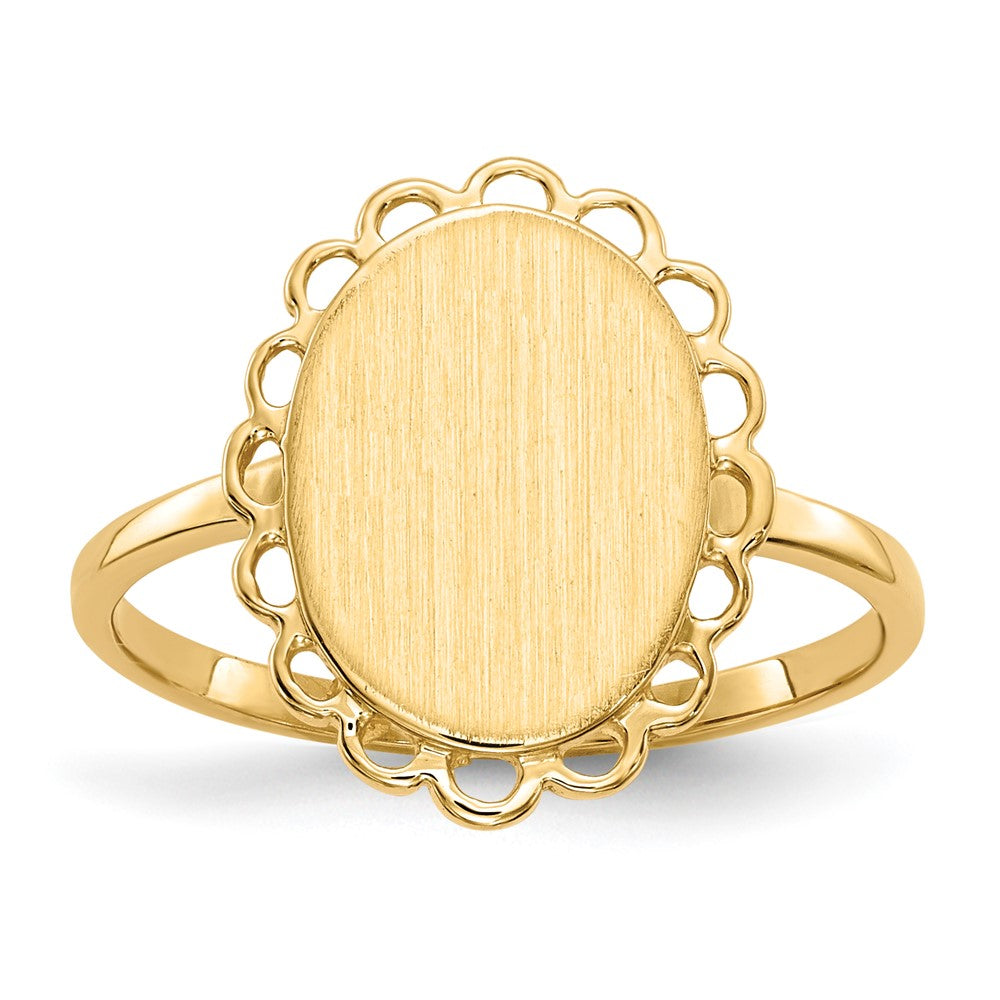 14K Gelbgold Siegelring mit offener Fassung, 12,0x9,0mm