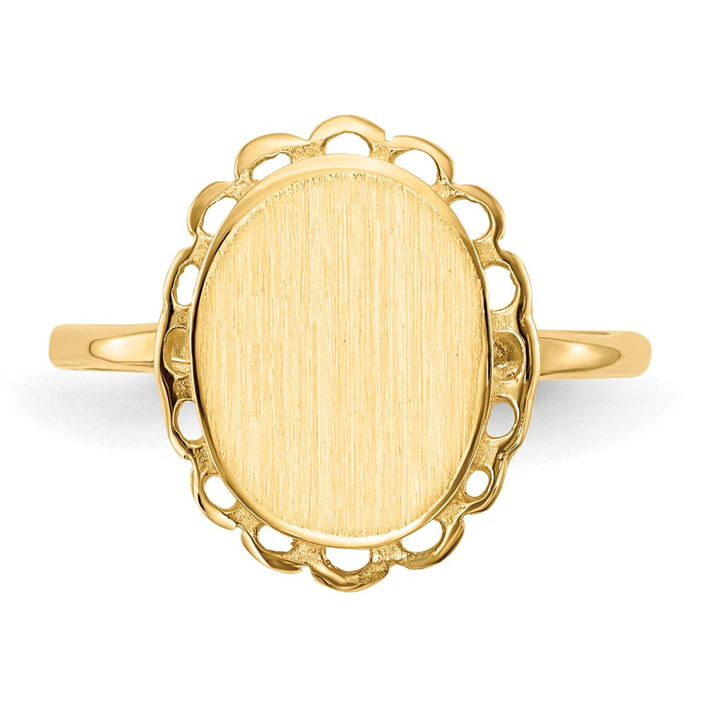 14K Gelbgold Siegelring, offene Fassung, 11,5x9,0mm