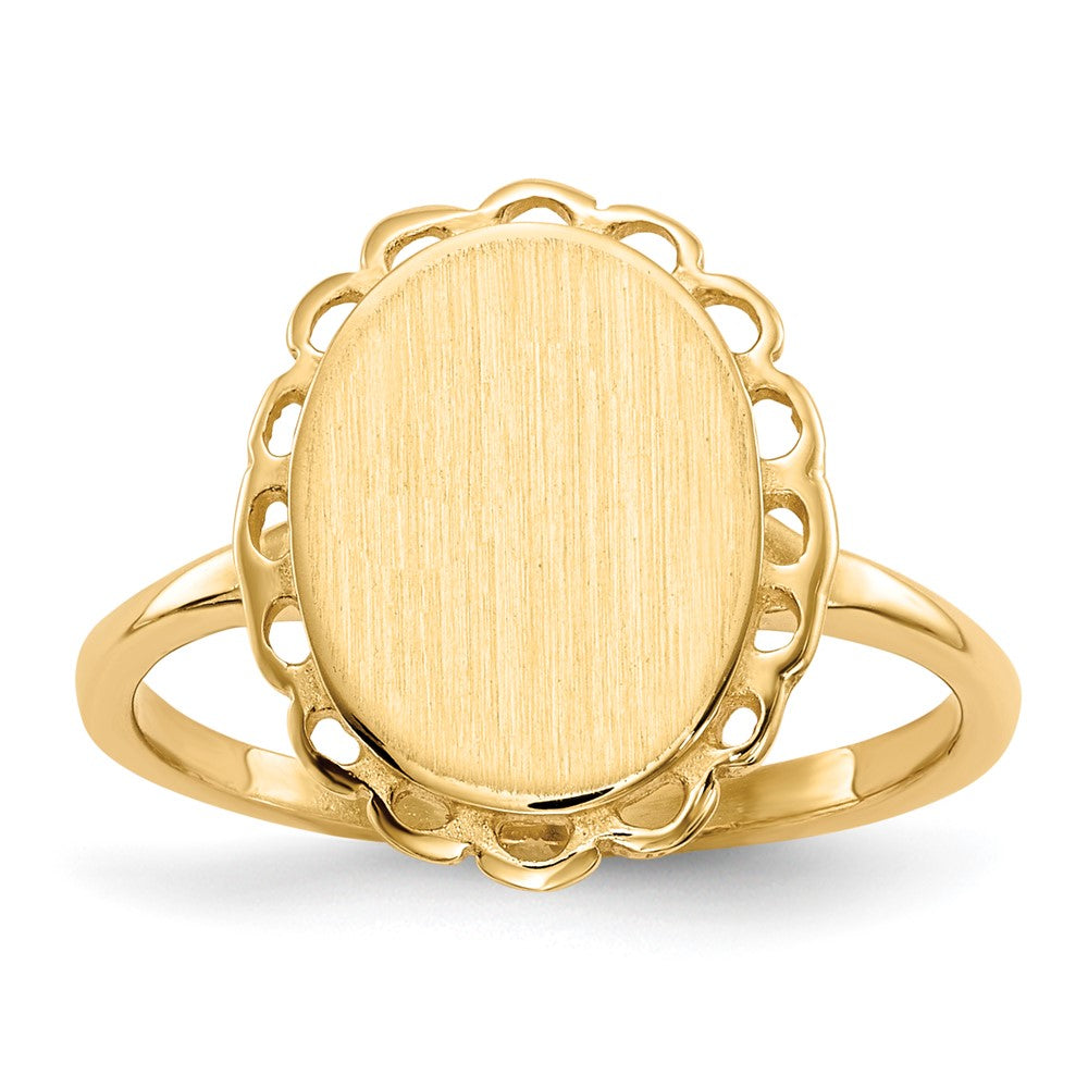 14K Gelbgold Siegelring, offene Fassung, 11,5x9,0mm