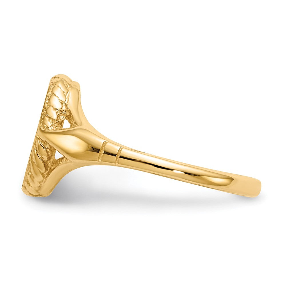 14K Gelbgold 8,5x6,5mm Kinder-Siegelring mit offener Rückseite