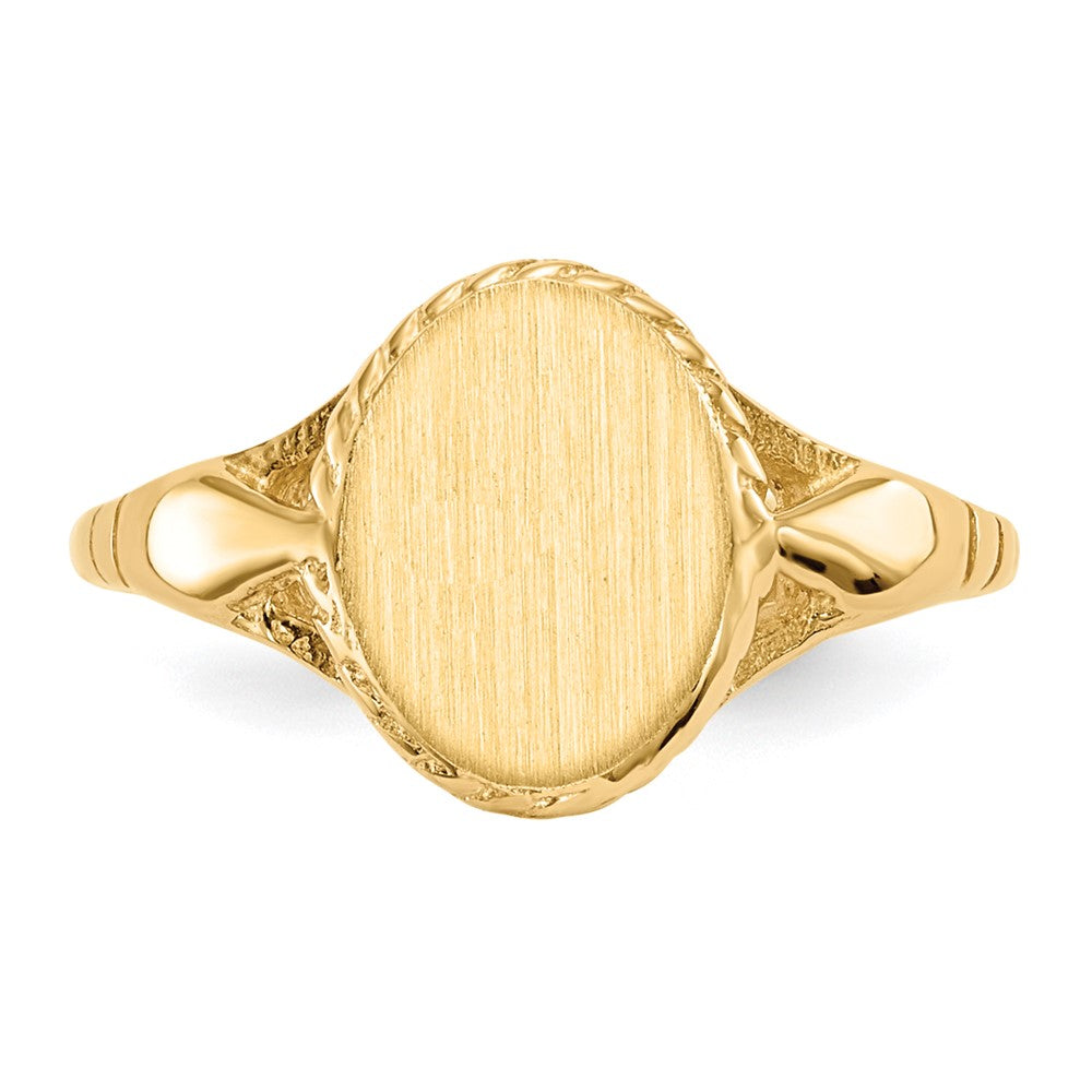 14K Gelbgold 8,5x6,5mm Kinder-Siegelring mit offener Rückseite