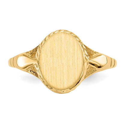 14K Gelbgold 8,5x6,5mm Kinder-Siegelring mit offener Rückseite