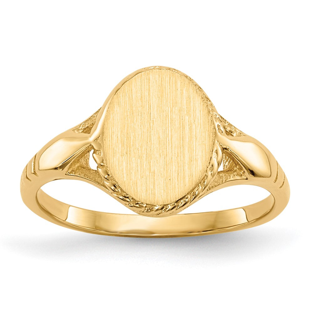 14K Gelbgold 8,5x6,5mm Kinder-Siegelring mit offener Rückseite
