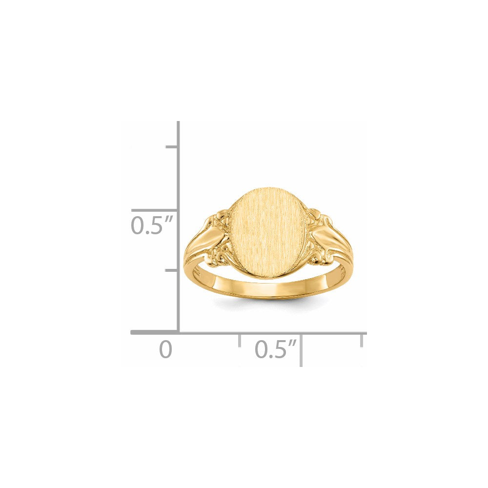 14K Gelbgold Siegelring mit offener Rückseite, 10,0 x 8,0 mm