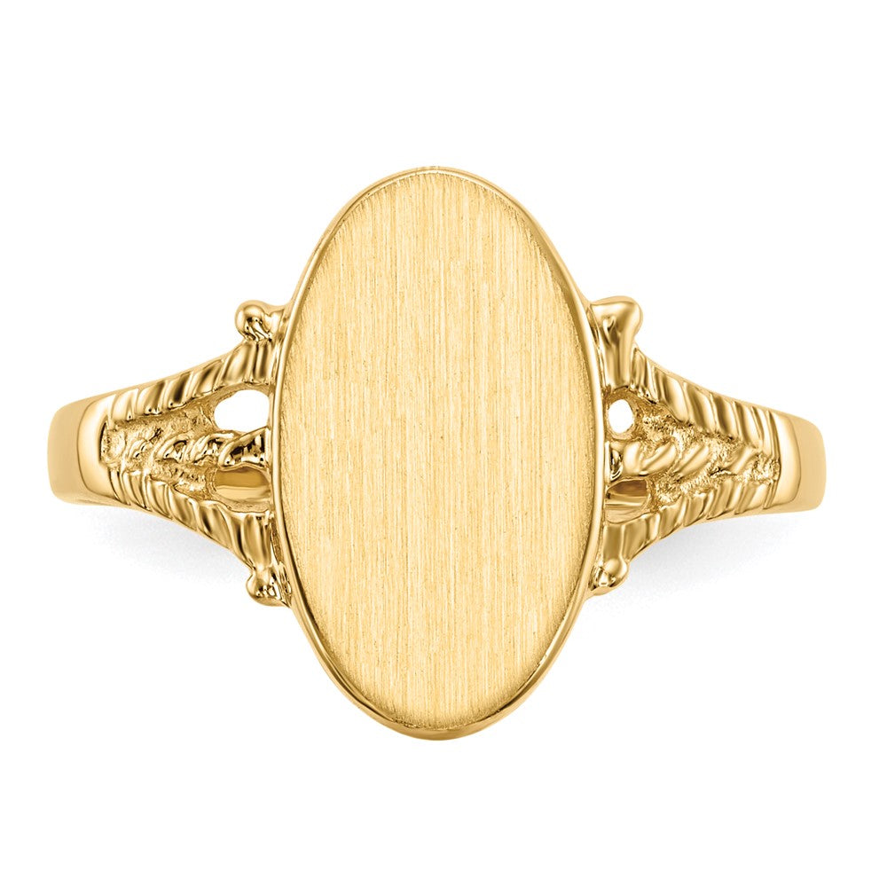 14K Gelbgold Siegelring mit geschlossener Rückseite, 14,0 x 8,0 mm