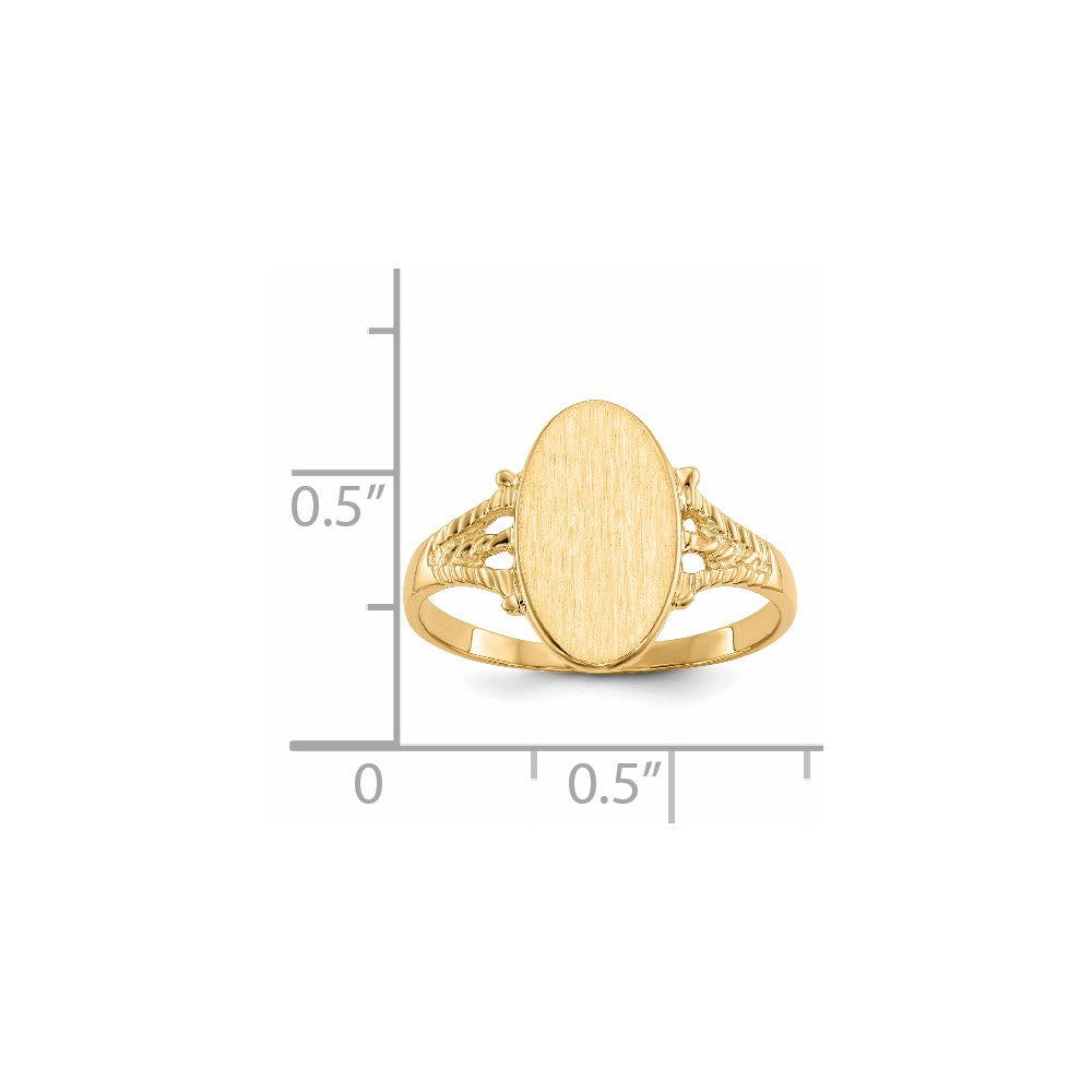 14K Gelbgold Siegelring mit geschlossener Rückseite, 14,0 x 8,0 mm