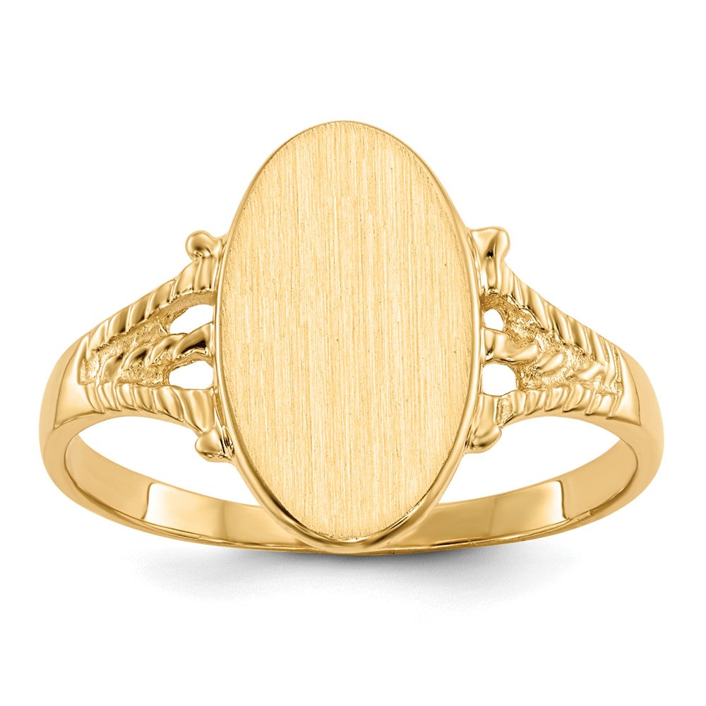 14K Gelbgold Siegelring mit geschlossener Rückseite, 14,0 x 8,0 mm