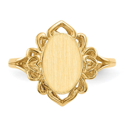 14K Gelbgold Siegelring mit offener Rückseite, 10,5x7,5 mm