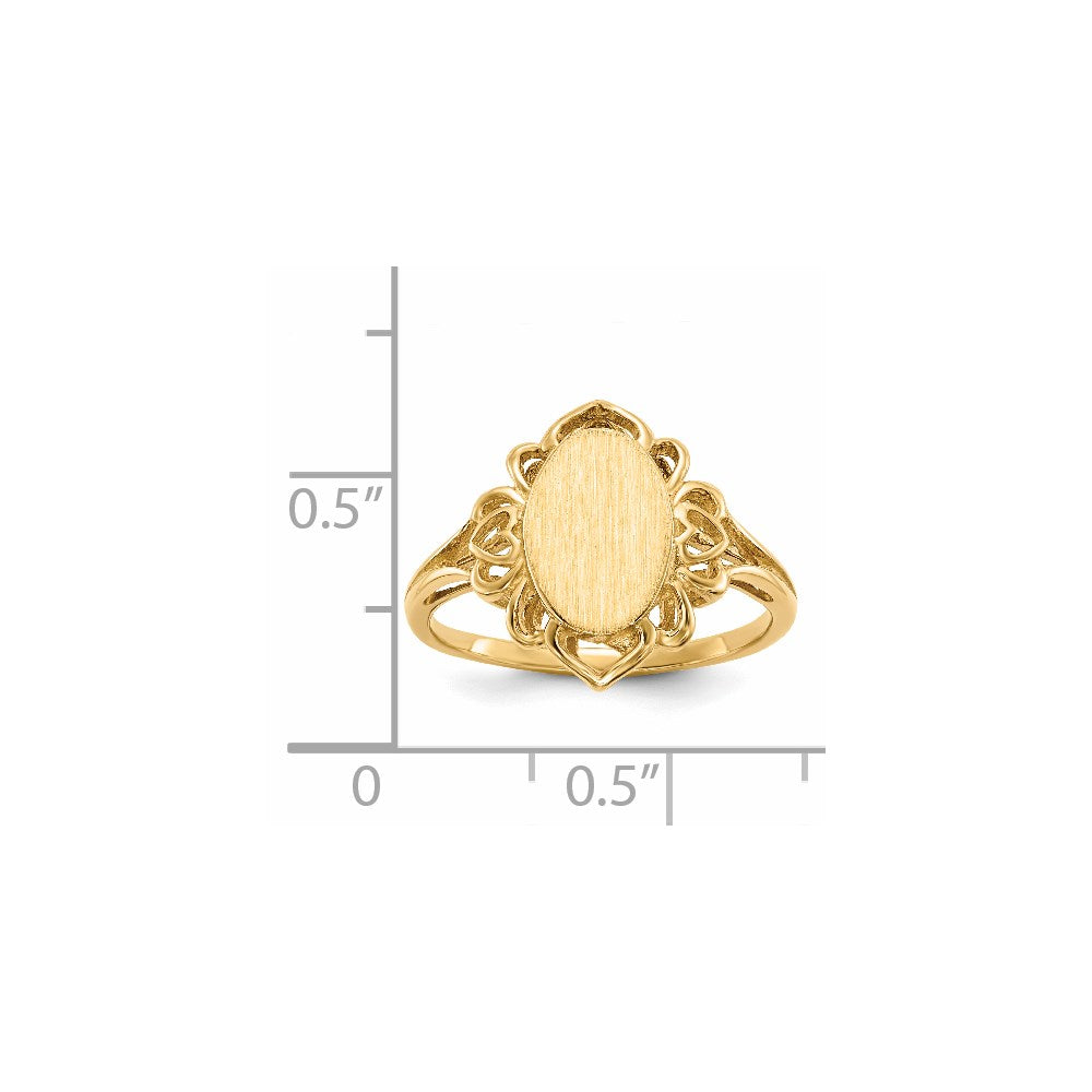 14K Gelbgold Siegelring mit offener Rückseite, 10,5x7,5 mm