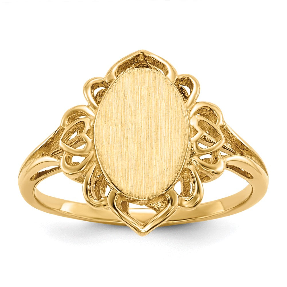 14K Gelbgold Siegelring mit offener Rückseite, 10,5x7,5 mm