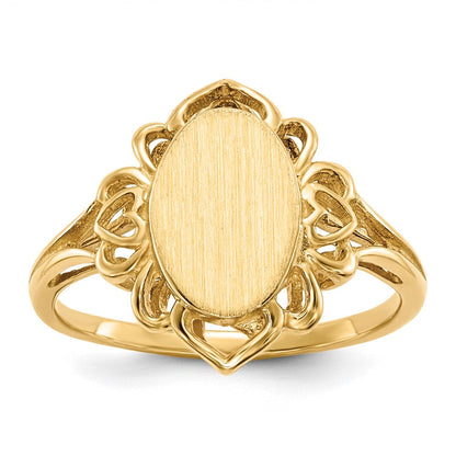 14K Gelbgold Siegelring mit offener Rückseite, 10,5x7,5 mm