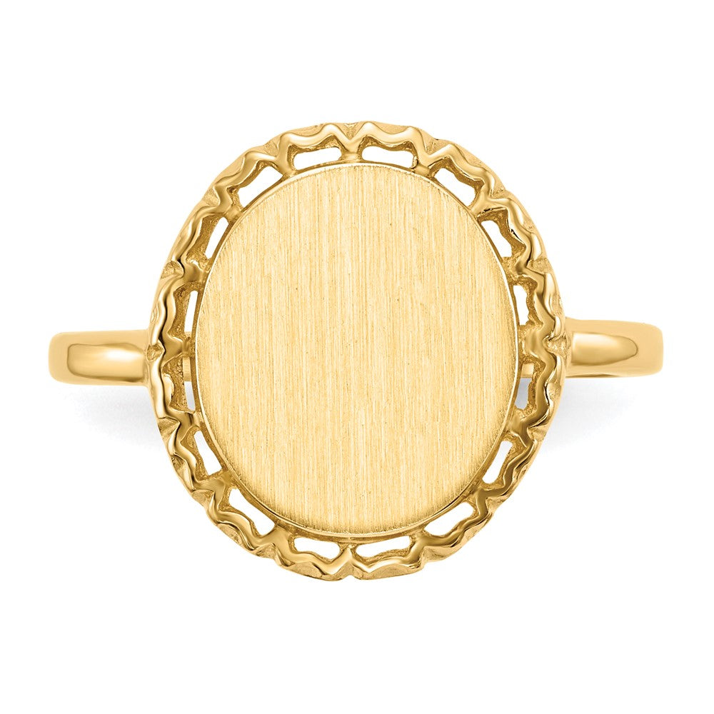 14K Gelbgold Siegelring mit offener Rückseite, 12,5x11,0 mm