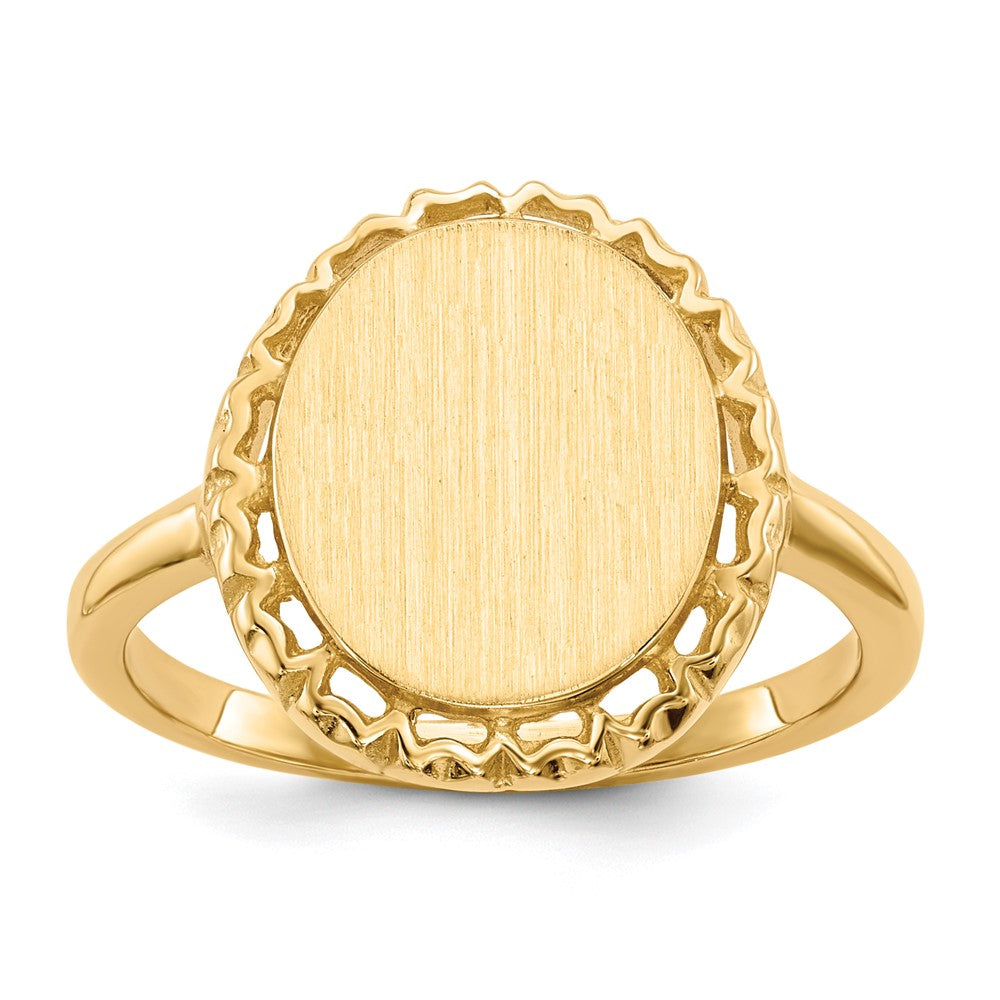 14K Gelbgold Siegelring mit offener Rückseite, 12,5x11,0 mm