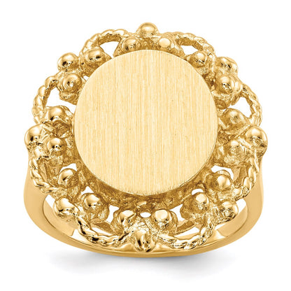 14K Gelbgold Siegelring mit offener Rückseite, 12,5x11,0 mm