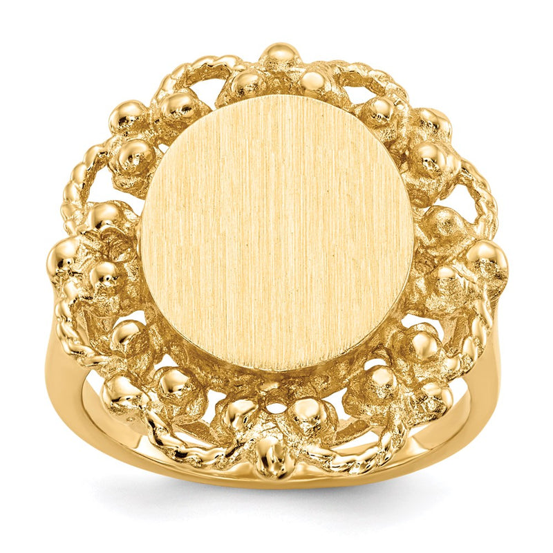 14K Gelbgold Siegelring mit offener Rückseite, 12,5x11,0 mm