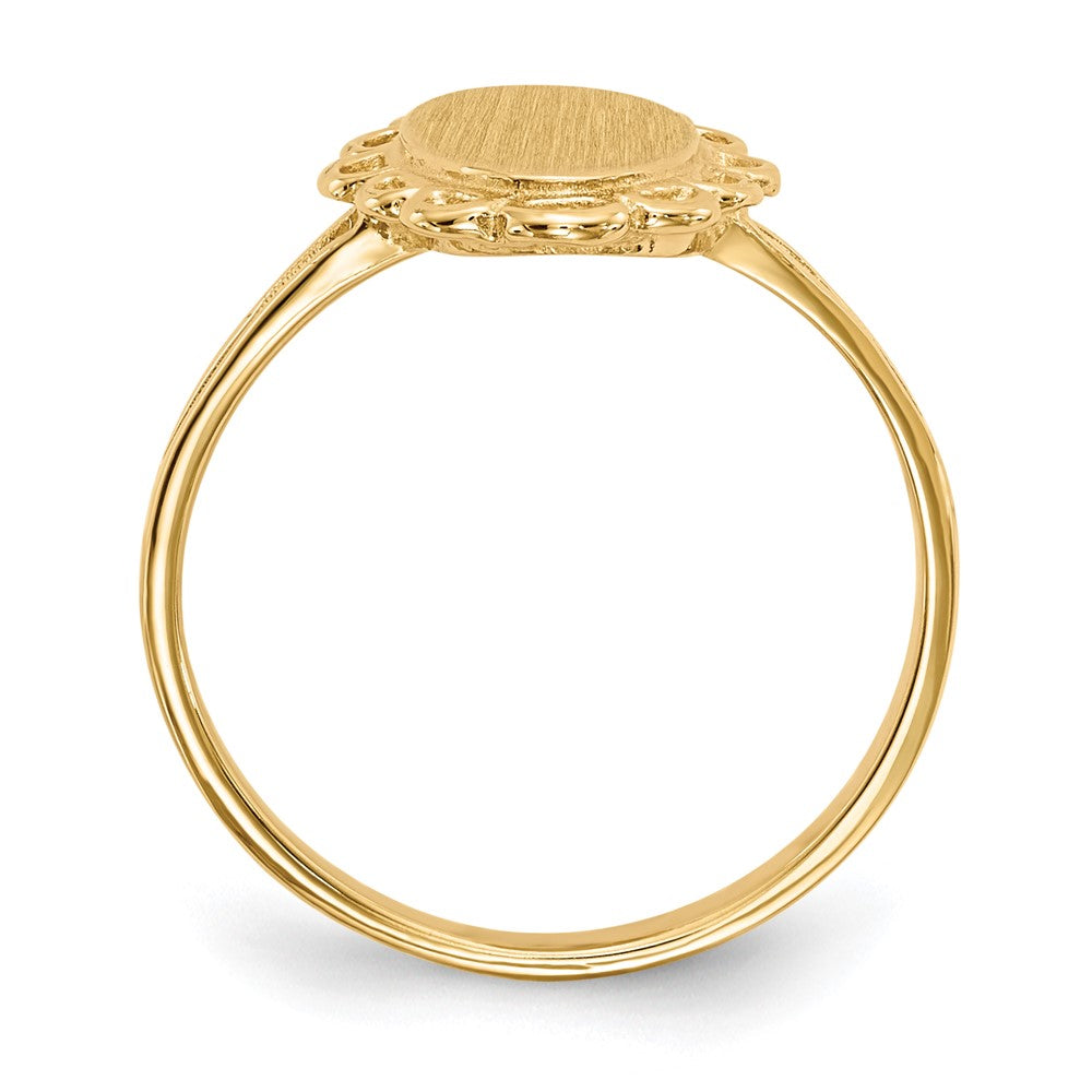 14K Gelbgold Siegelring mit offener Rückseite, 13,0 x 7,0 mm