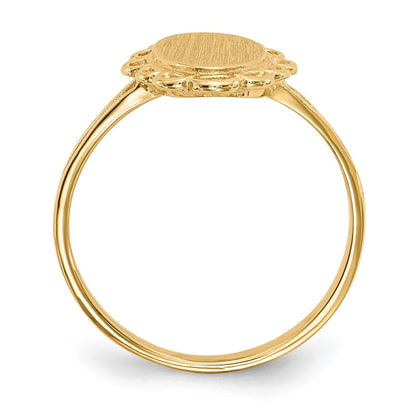14K Gelbgold Siegelring mit offener Rückseite, 13,0 x 7,0 mm