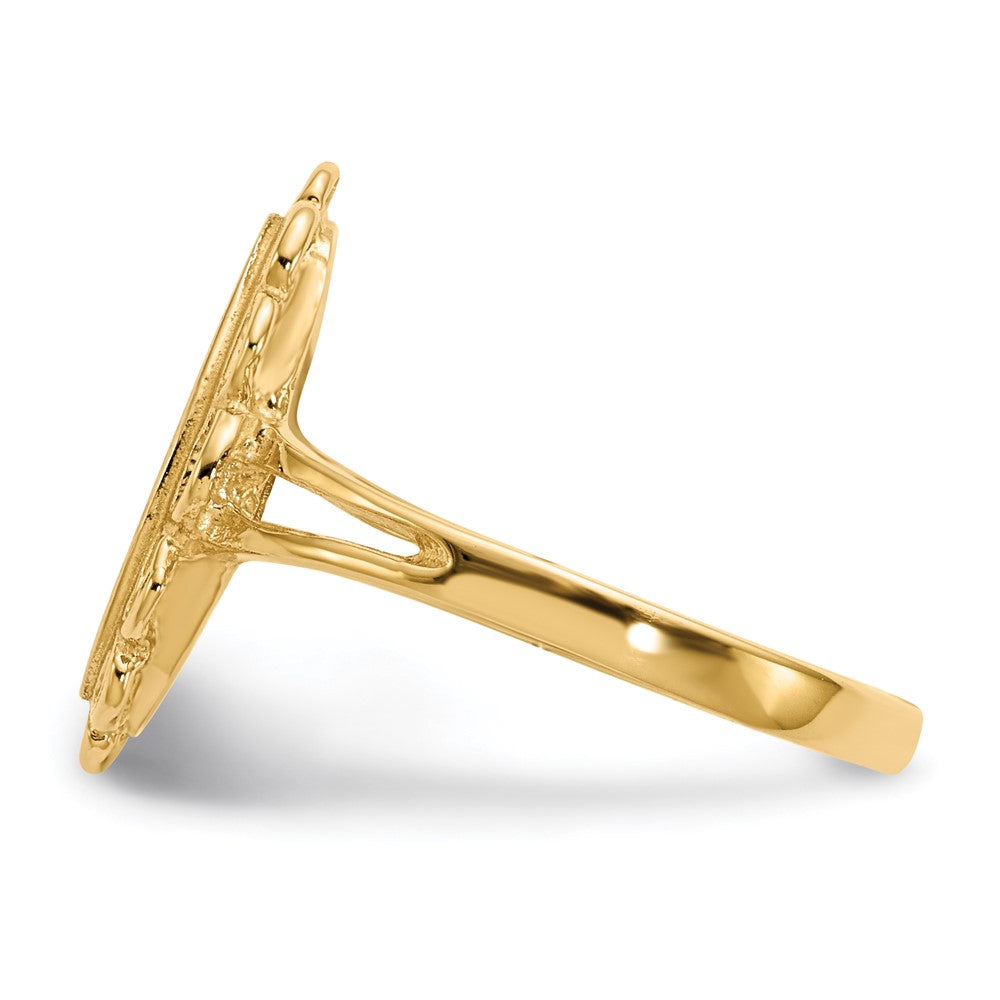 14K Gelbgold Siegelring mit offener Rückseite, 13,0 x 7,0 mm