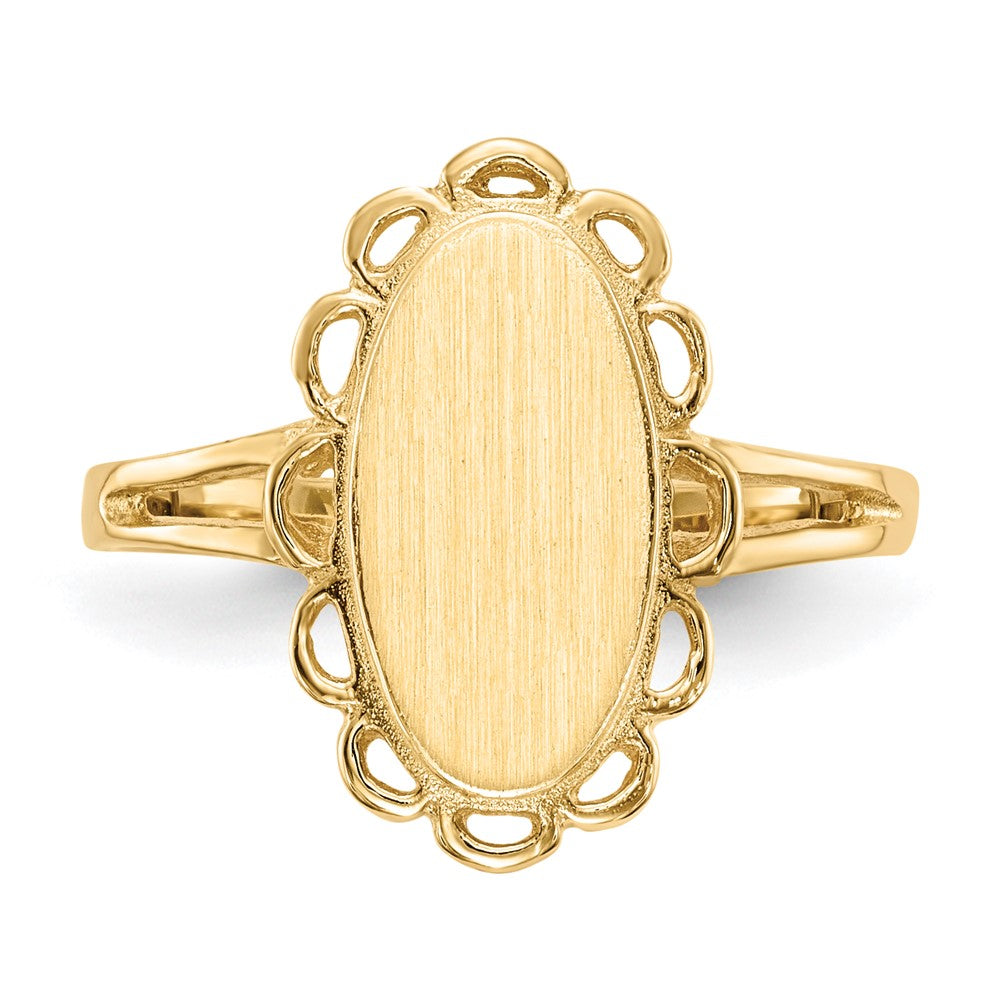 14K Gelbgold Siegelring mit offener Rückseite, 13,0 x 7,0 mm