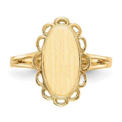 14K Gelbgold Siegelring mit offener Rückseite, 13,0 x 7,0 mm