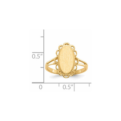 14K Gelbgold Siegelring mit offener Rückseite, 13,0 x 7,0 mm