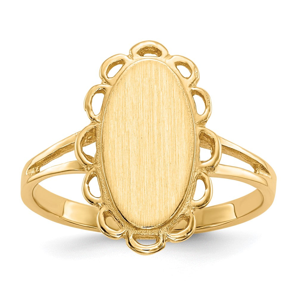 14K Gelbgold Siegelring mit offener Rückseite, 13,0 x 7,0 mm