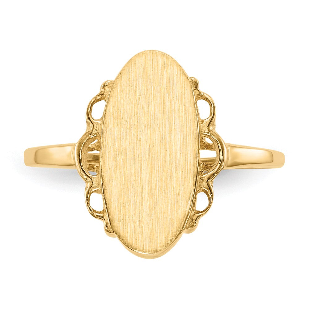 14K Gelbgold 14,5x7,0mm Siegelring mit offener Rückseite