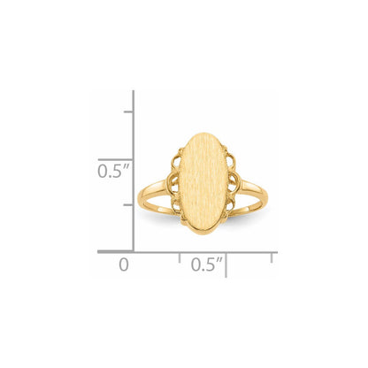 14K Gelbgold 14,5x7,0mm Siegelring mit offener Rückseite
