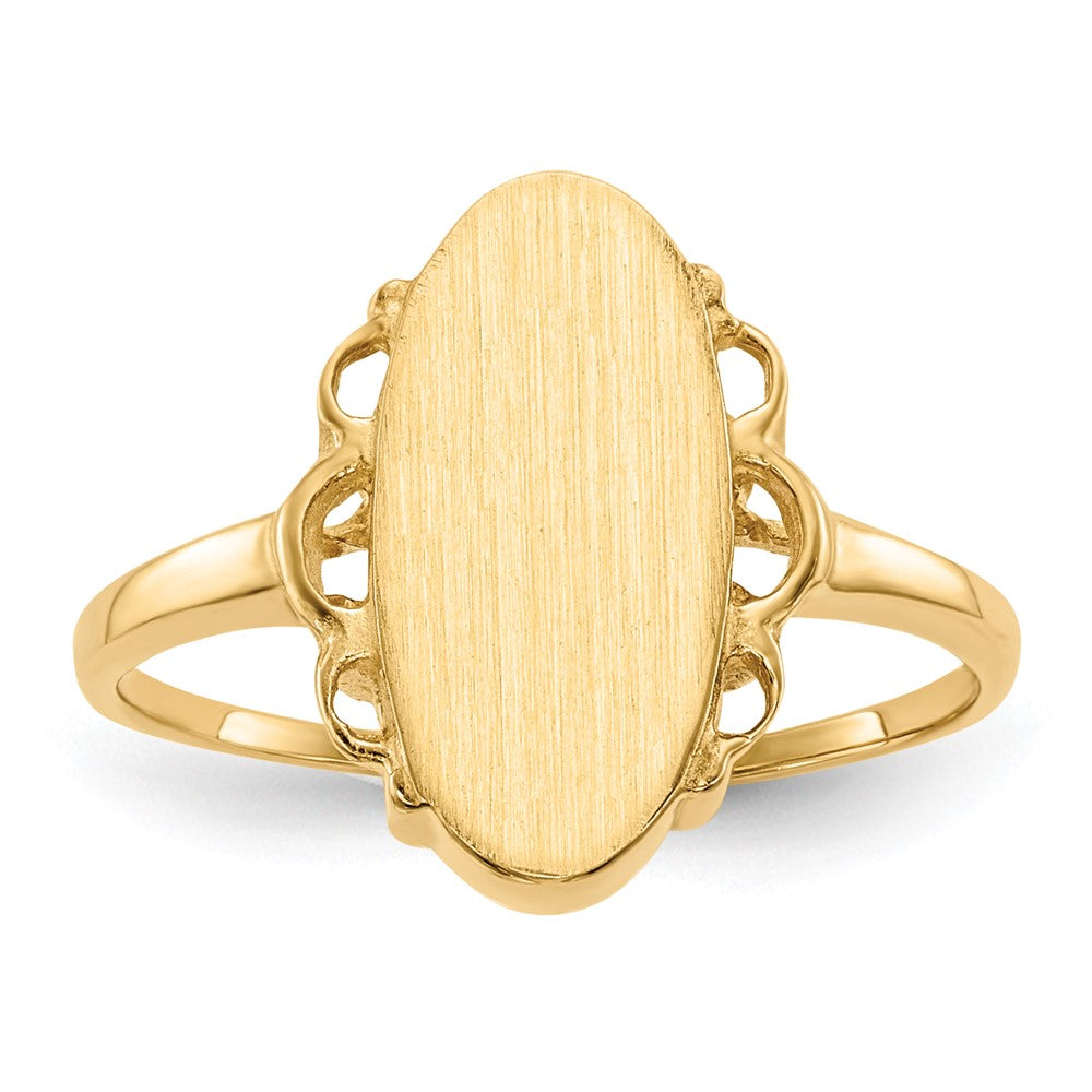 14K Gelbgold 14,5x7,0mm Siegelring mit offener Rückseite