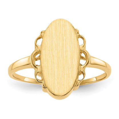 14K Gelbgold 14,5x7,0mm Siegelring mit offener Rückseite