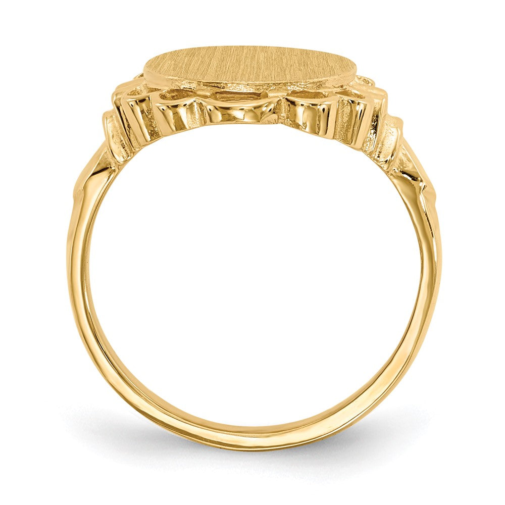 14K Gelbgold Siegelring mit offener Rückseite, 14,0 x 10,5 mm
