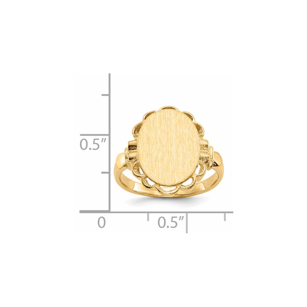 14K Gelbgold Siegelring mit offener Rückseite, 14,0 x 10,5 mm