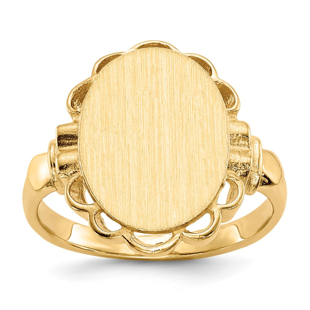 14K Gelbgold Siegelring mit offener Rückseite, 14,0 x 10,5 mm