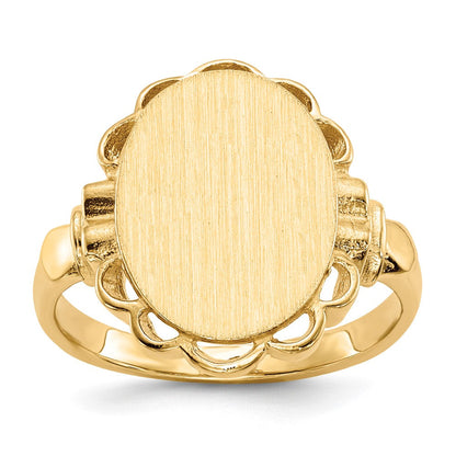 14K Gelbgold Siegelring mit offener Rückseite, 14,0 x 10,5 mm