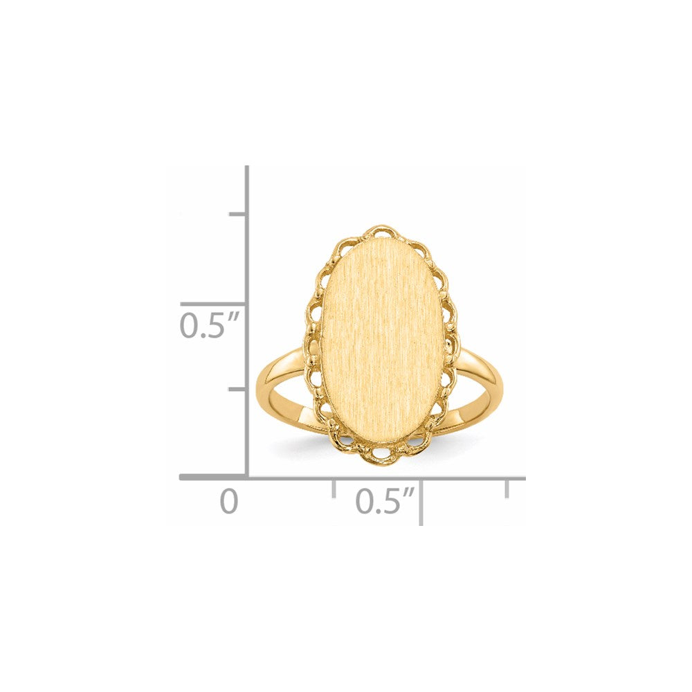 14K Gelbgold Siegelring 16,0x9,0mm mit offener Rückseite