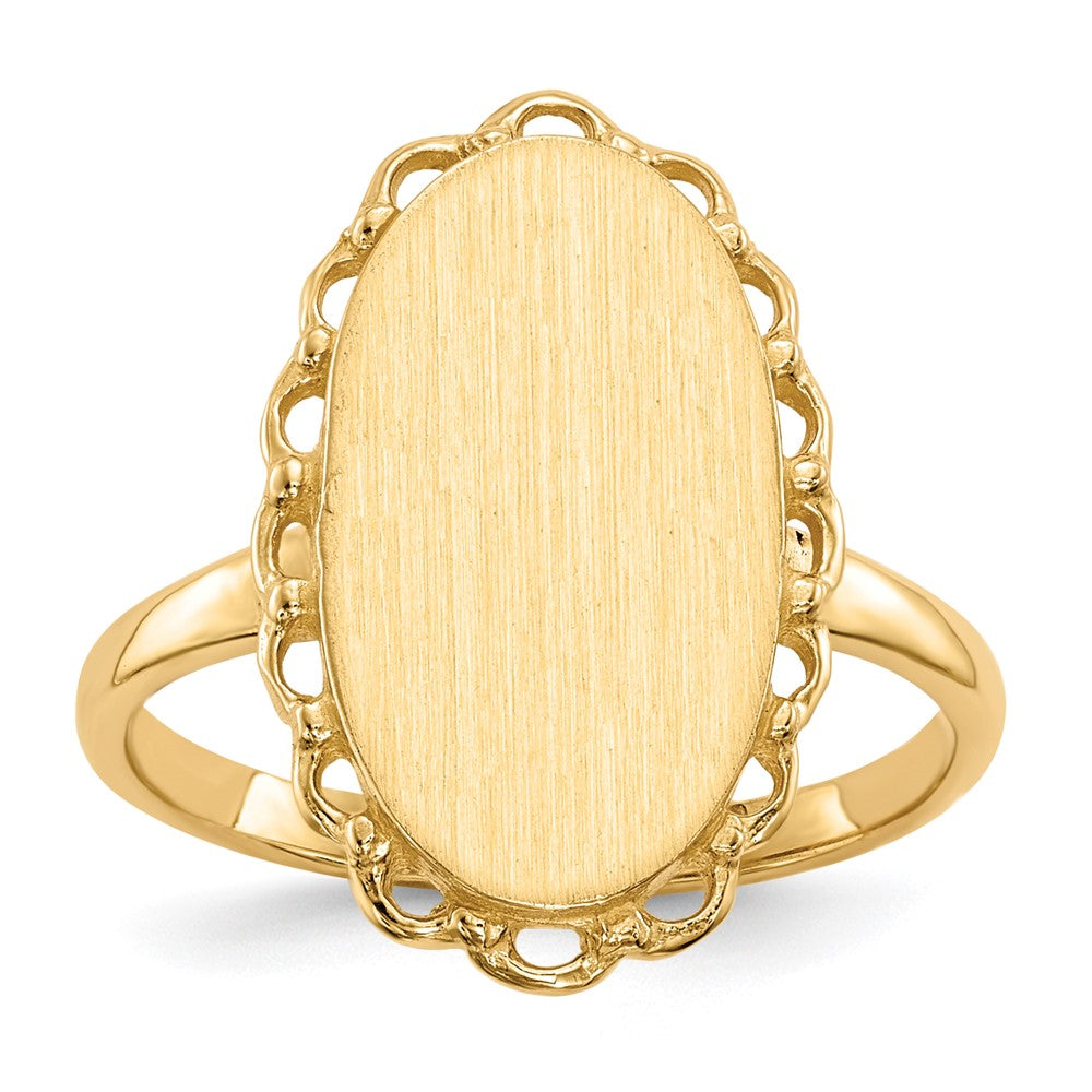 14K Gelbgold Siegelring 16,0x9,0mm mit offener Rückseite