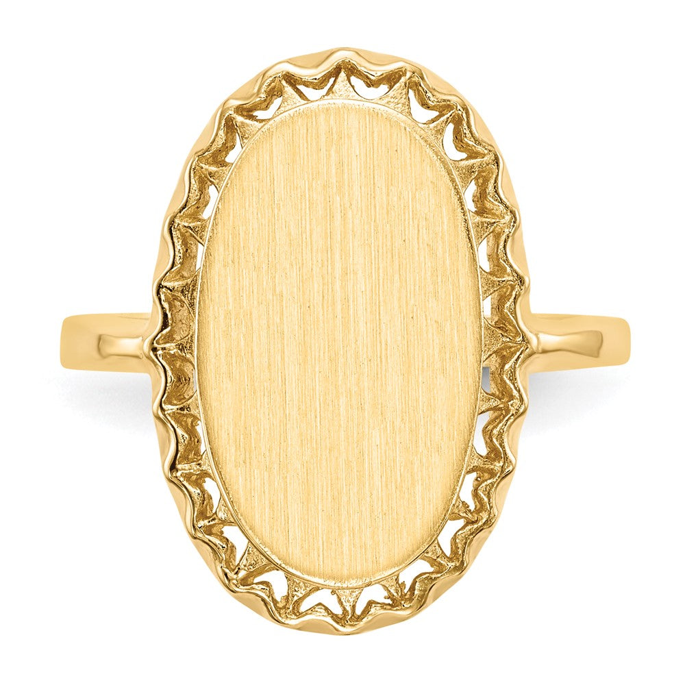 14K Gelbgold Siegelring 16,5x9,5mm mit offener Rückseite