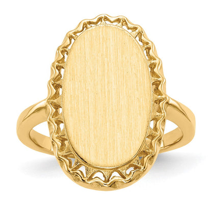 14K Gelbgold Siegelring 16,5x9,5mm mit offener Rückseite