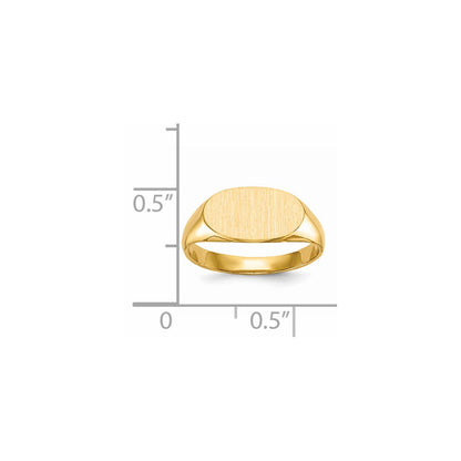 14K Gelbgold 6,5x12,0mm Siegelring für Kinder mit geschlossener Rückseite