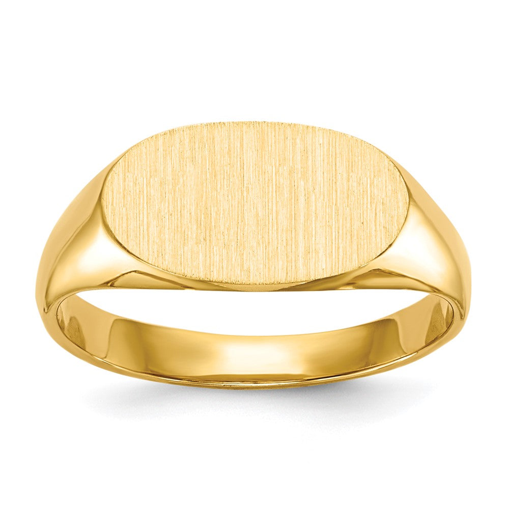 14K Gelbgold 6,5x12,0mm Siegelring für Kinder mit geschlossener Rückseite