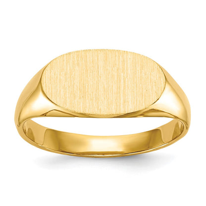 14K Gelbgold 6,5x12,0mm Siegelring für Kinder mit geschlossener Rückseite