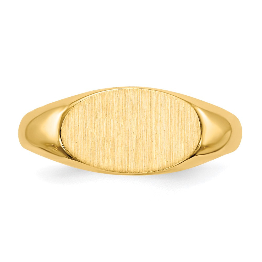 14K Gelbgold Kinder-Siegelring mit geschlossener Fassung, 6,5 x 12,0 mm