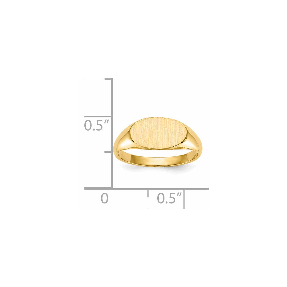 14K Gelbgold Kinder-Siegelring mit geschlossener Fassung, 6,5 x 12,0 mm