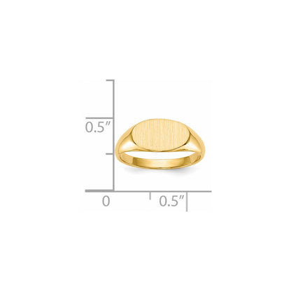 14K Gelbgold Kinder-Siegelring mit geschlossener Fassung, 6,5 x 12,0 mm