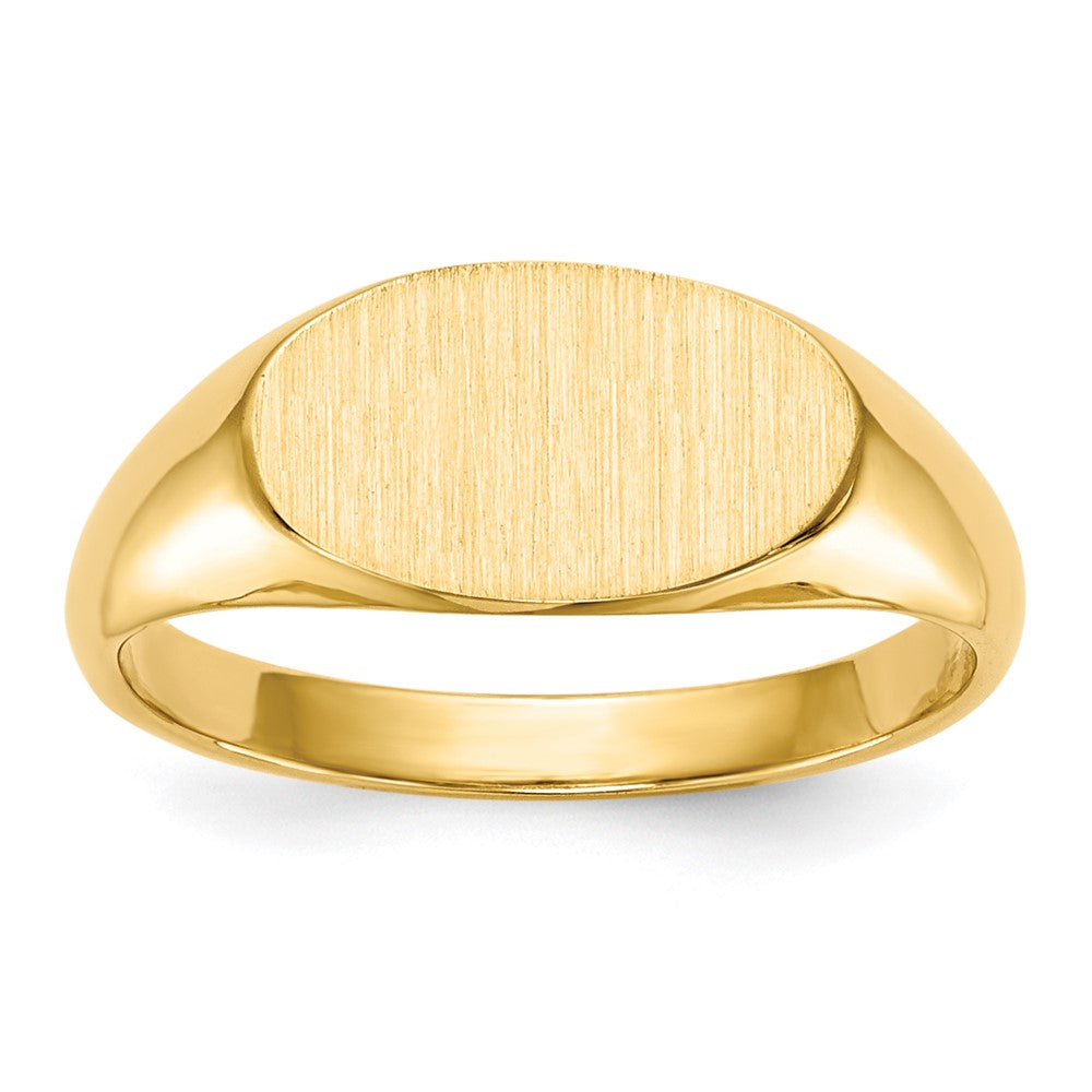 14K Gelbgold Kinder-Siegelring mit geschlossener Fassung, 6,5 x 12,0 mm