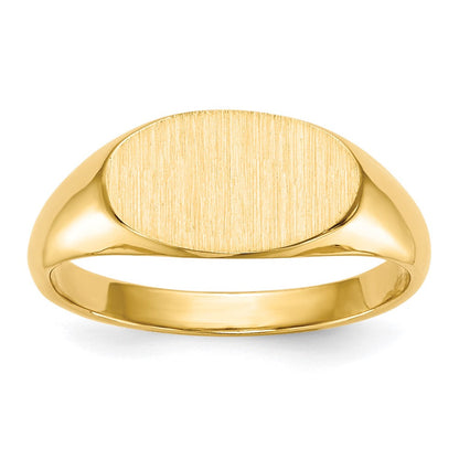 14K Gelbgold Kinder-Siegelring mit geschlossener Fassung, 6,5 x 12,0 mm
