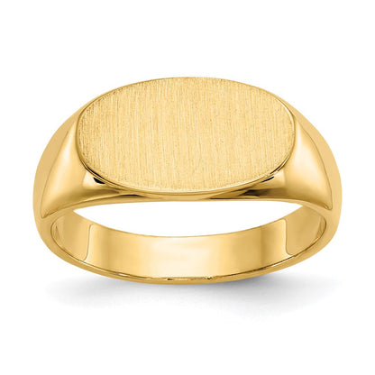 14K Gelbgold 8,0x13,5mm Siegelring mit geschlossener Fassung