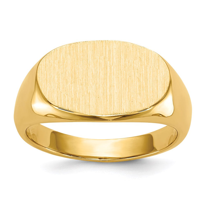 14K Gelbgold Siegelring mit geschlossener Rückseite, 9,5x15,0mm