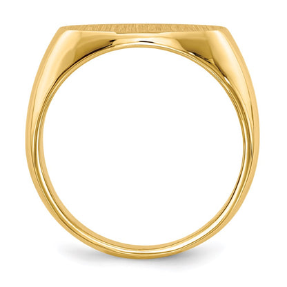 14K Gelbgold Herren-Siegelring mit geschlossener Rückseite, 11,0 x 16,5 mm